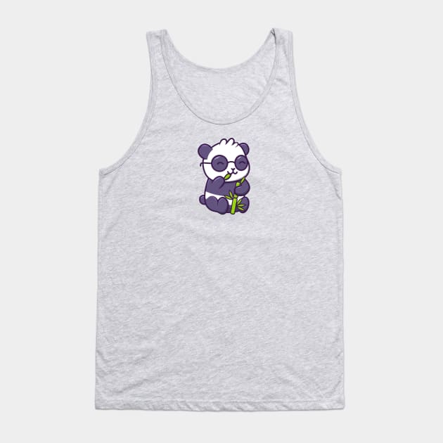 Cute Kawaii Panda Bear Eating Bamboo Tank Top by UnluckyDevil